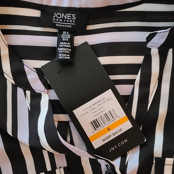 JONES NEW YORK Stripped Button Down Top - Picture 8 of 8